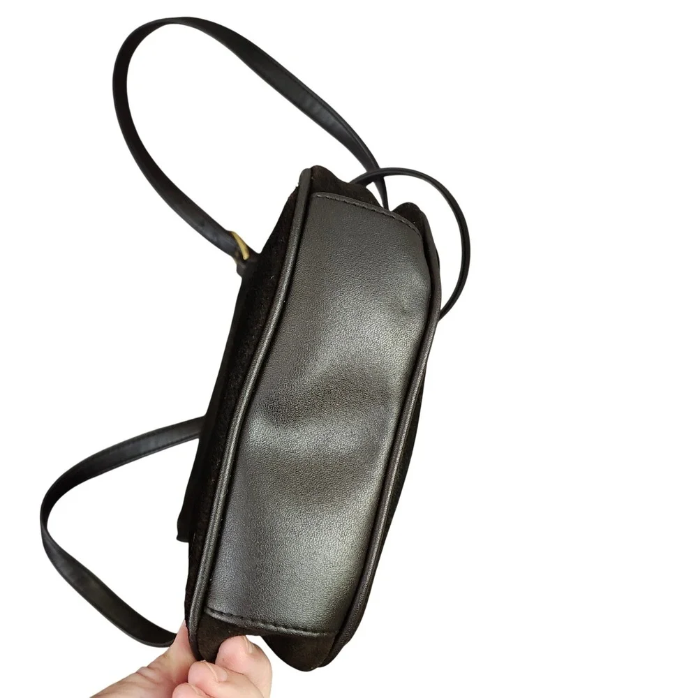 Valerie Stevens Vintage Classic Brown Suede‎ flap crossbody bag 7
